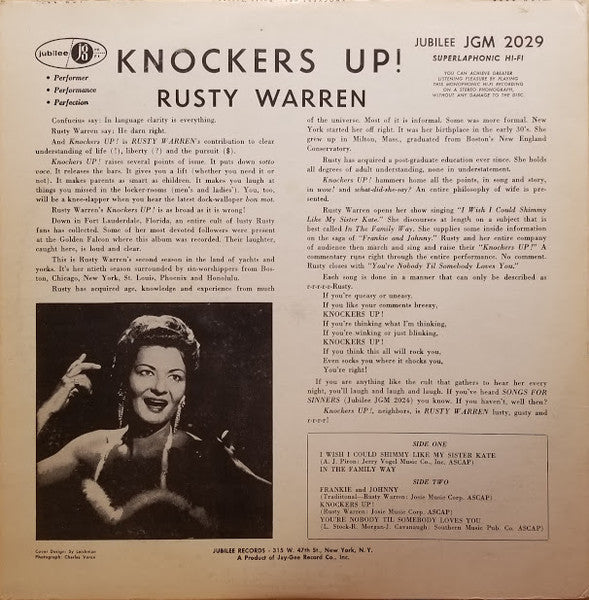 Rusty Warren : Knockers Up! (LP,Album,Mono)