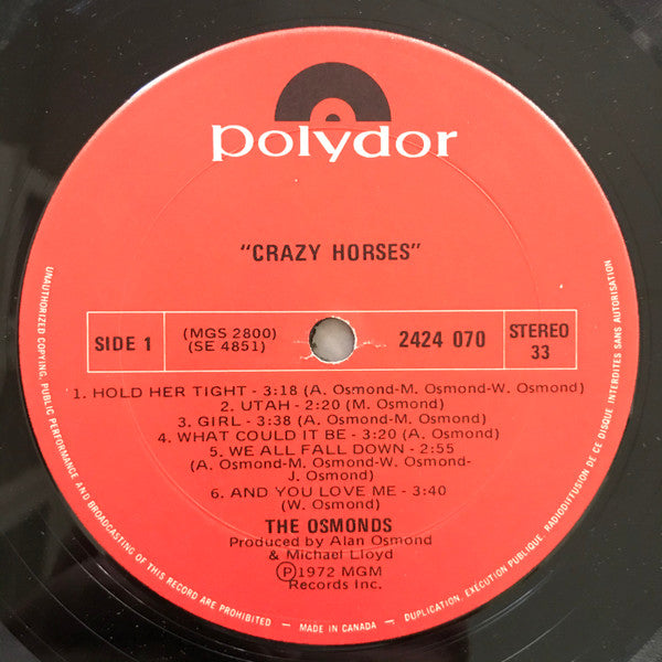 Osmonds, The : Crazy Horses (LP,Album)