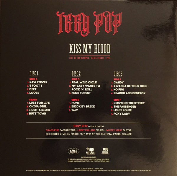 Iggy Pop : Kiss My Blood (Live At The Olympia - Paris France - 1991 (Limited Edition,Reissue)