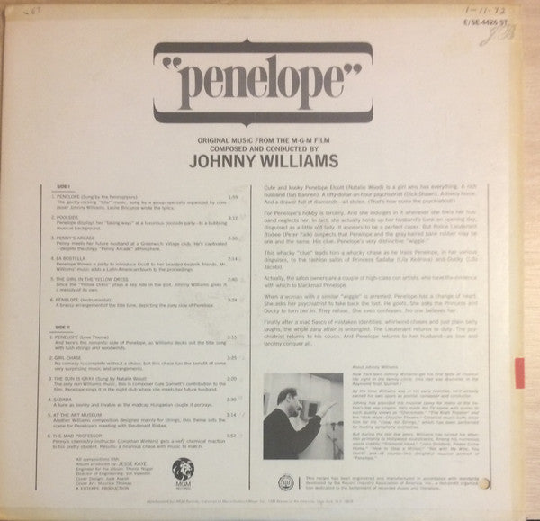 John Williams (4) : Original Music From The MGM Film Penelope (LP,Stereo)