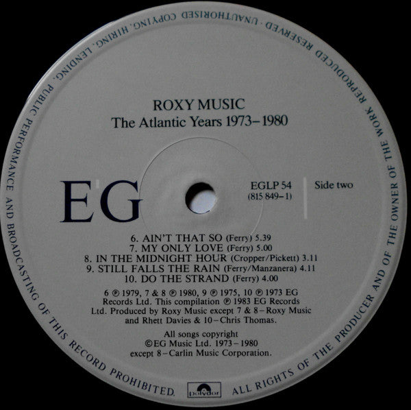 Roxy Music : The Atlantic Years 1973 - 1980 (LP,Compilation,Stereo)