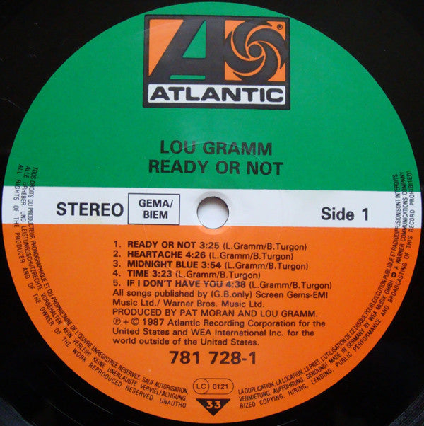 Lou Gramm : Ready Or Not (LP,Album)