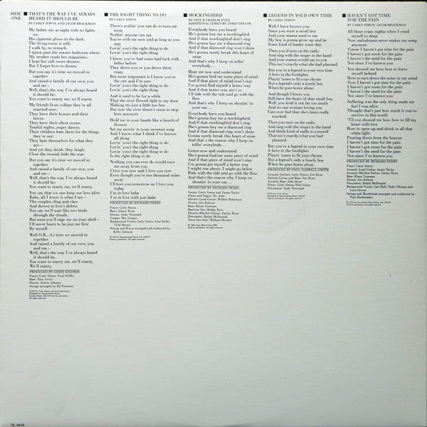 Carly Simon : The Best Of Carly Simon (LP,Compilation)