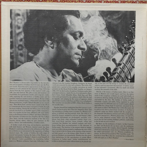 Ravi Shankar, André Previn, London Symphony Orchestra, The : Shankar: Concerto For Sitar & Orchestra (LP,Album,Stereo)
