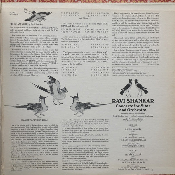 Ravi Shankar, André Previn, London Symphony Orchestra, The : Shankar: Concerto For Sitar & Orchestra (LP,Album,Stereo)