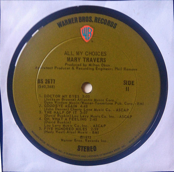 Mary Travers : All My Choices (LP,Album)