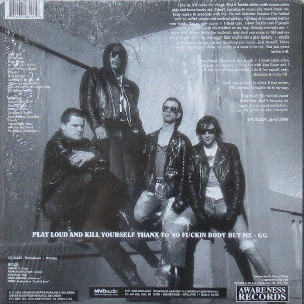 GG Allin : Freaks, Faggots, Drunks & Junkies (LP,Album,Reissue)