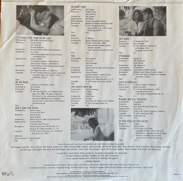 Various : Original Soundtrack From The Vestron Motion Picture - Dirty Dancing (LP,Album,Compilation)
