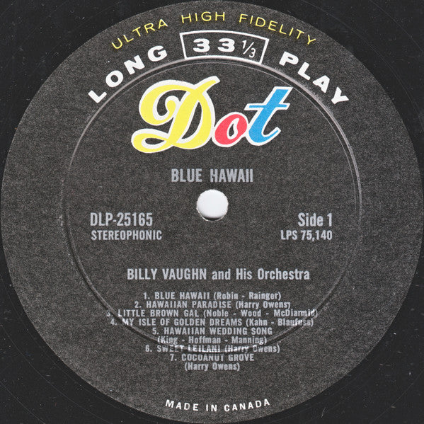 Billy Vaughn And His Orchestra : Blue Hawaii (LP,Album,Stereo)