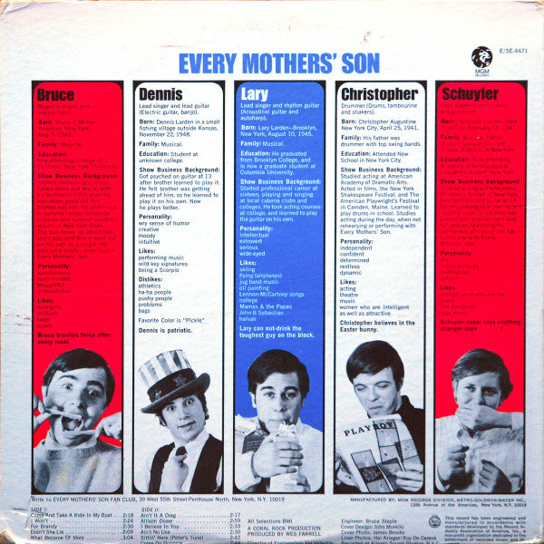 Every Mothers' Son : Every Mothers' Son (LP,Album,Stereo)