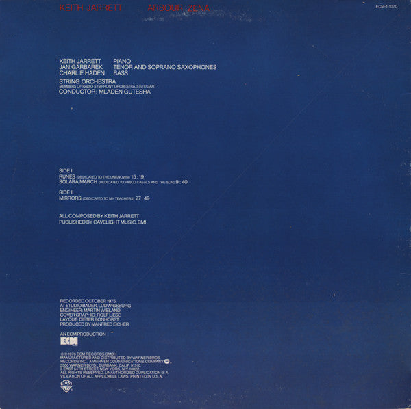 Keith Jarrett : Arbour Zena (LP,Album)