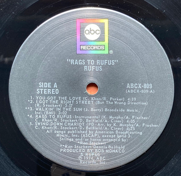 Rufus Featuring Chaka Khan : Rags To Rufus (LP,Album,Stereo)