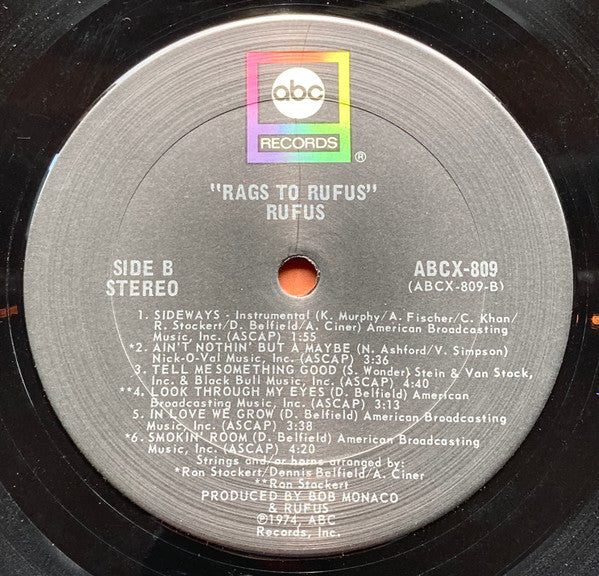 Rufus Featuring Chaka Khan : Rags To Rufus (LP,Album,Stereo)