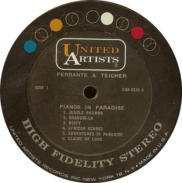 Ferrante & Teicher : Pianos In Paradise (LP,Album,Stereo)