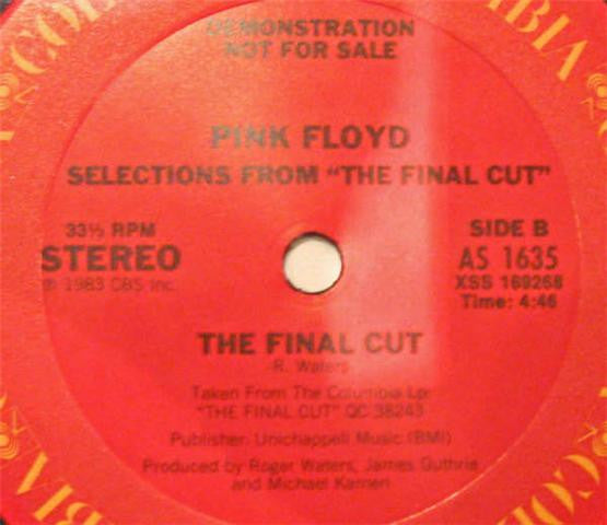 Pink Floyd : Selections From The Final Cut (12",33 ⅓ RPM,Promo,Sampler,Stereo)