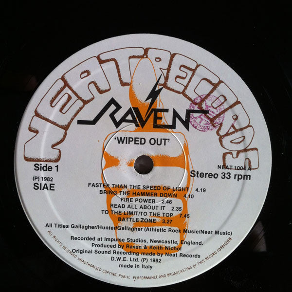 Raven (6) : Wiped Out (LP,Album,Stereo)
