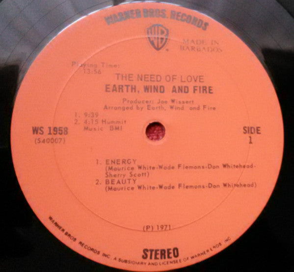 Earth, Wind & Fire : The Need Of Love (LP,Album)