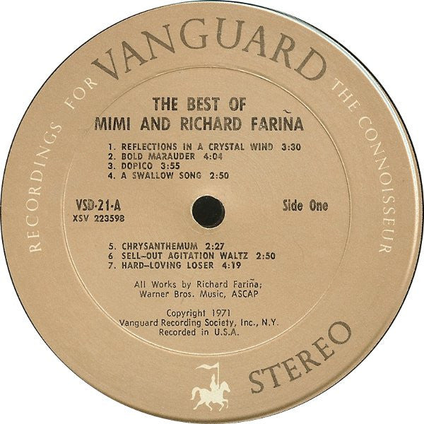 Richard & Mimi Farina : The Best Of Mimi & Richard Fariña (LP,Compilation,Stereo)