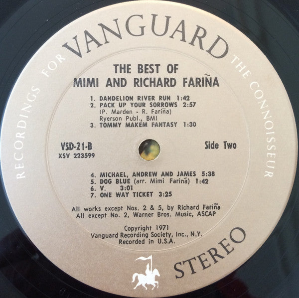 Richard & Mimi Farina : The Best Of Mimi & Richard Fariña (LP,Compilation,Stereo)