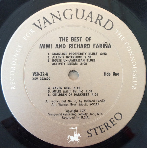 Richard & Mimi Farina : The Best Of Mimi & Richard Fariña (LP,Compilation,Stereo)