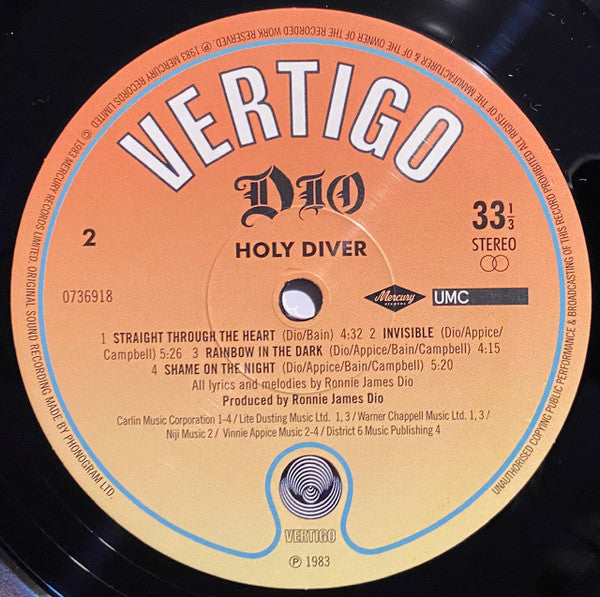 Dio (2) : Holy Diver (LP,Album,Reissue,Remastered,Stereo)
