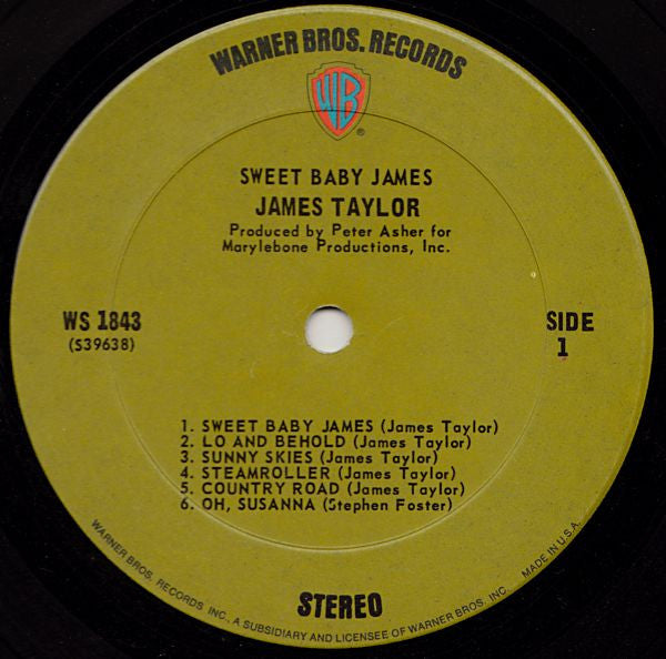 James Taylor (2) : Sweet Baby James (LP,Album,Repress)