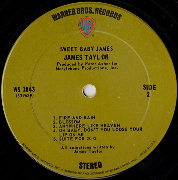 James Taylor (2) : Sweet Baby James (LP,Album,Repress)