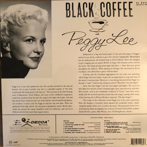 Peggy Lee : Black Coffee With Peggy Lee (LP,Album,Reissue,Mono)