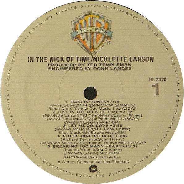 Nicolette Larson : In The Nick Of Time (LP,Album)