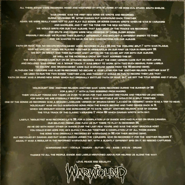 Warwound : War Crimes And Comp Tracks (12",45 RPM,EP,Compilation,Stereo)