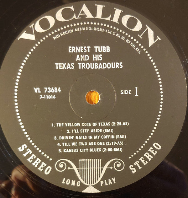 Ernest Tubb And His Texas Troubadours : Ernest Tubb And His Texas Troubadours (LP,Stereo)