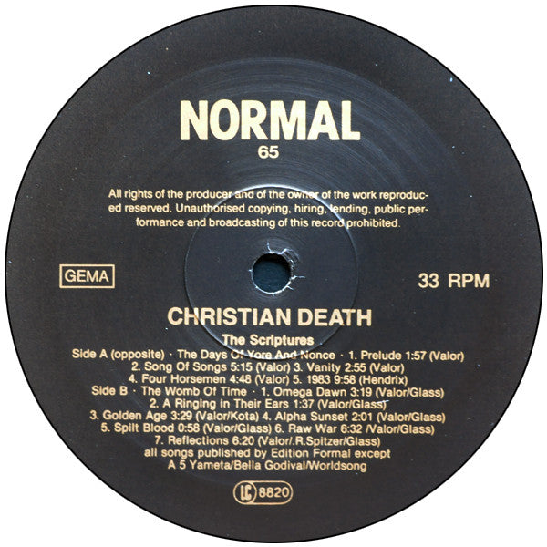 Christian Death : The Scriptures (LP,Album,Limited Edition,Misprint)