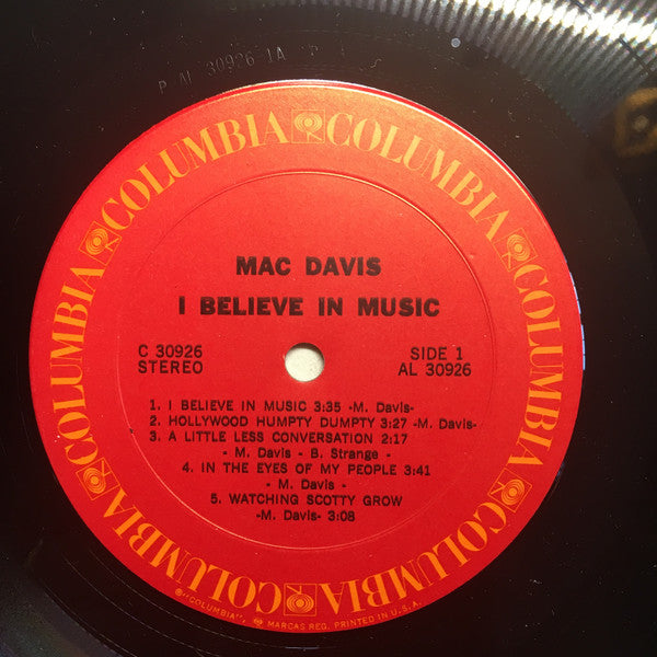 Mac Davis : I Believe In Music (LP)