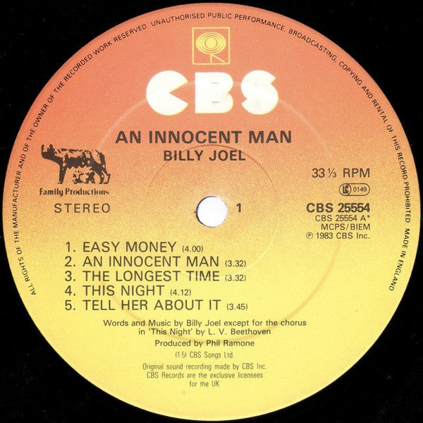 Billy Joel : An Innocent Man (LP,Album,Stereo)