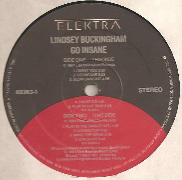 Lindsey Buckingham : Go Insane (LP,Album,Stereo)