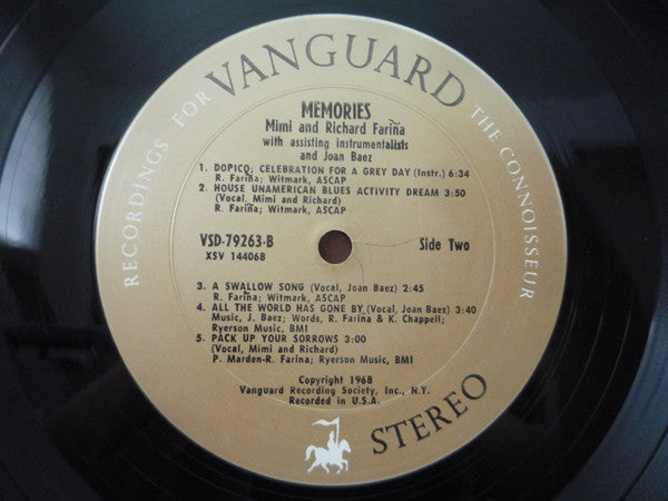 Richard & Mimi Farina : Memories (LP,Album,Stereo)