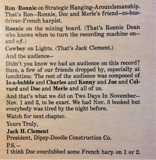 Doc & Merle Watson : Two Days In November (LP,Album)