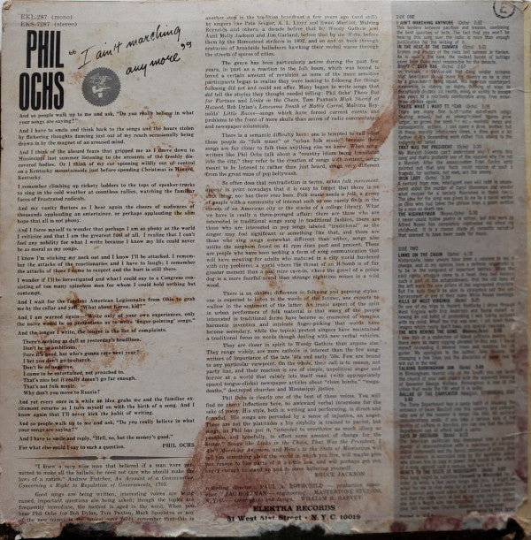 Phil Ochs : I Ain't Marching Anymore (LP,Album,Stereo)