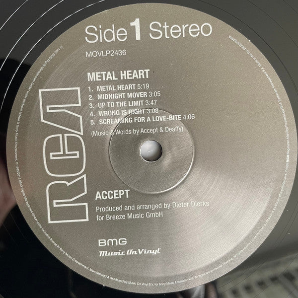 Accept : Metal Heart (LP,Album,Reissue)