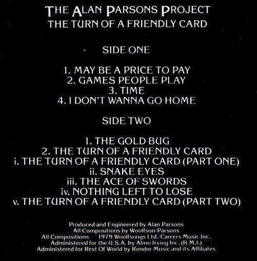 Alan Parsons Project, The : The Turn Of A Friendly Card (LP,Album)