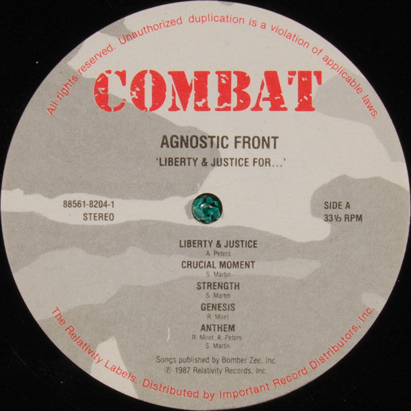 Agnostic Front : Liberty & Justice For... (LP,Album)