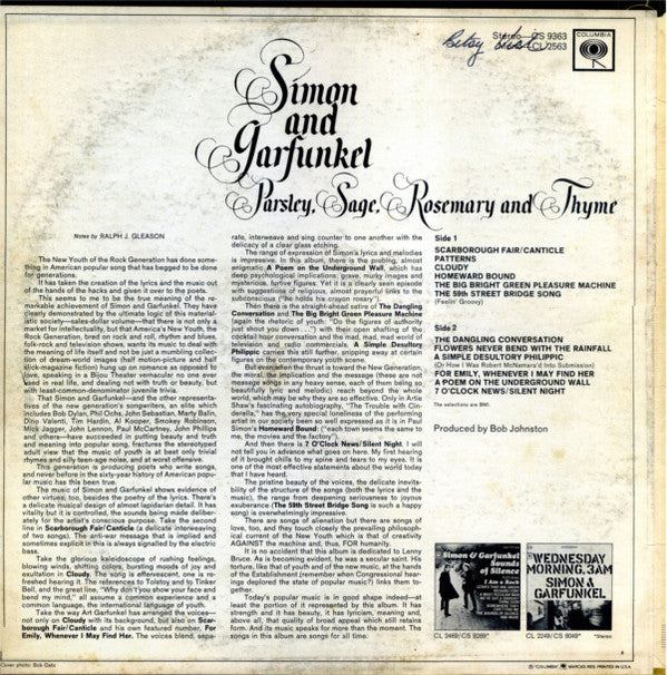 Simon & Garfunkel : Parsley, Sage, Rosemary And Thyme (Mono,LP,Album)