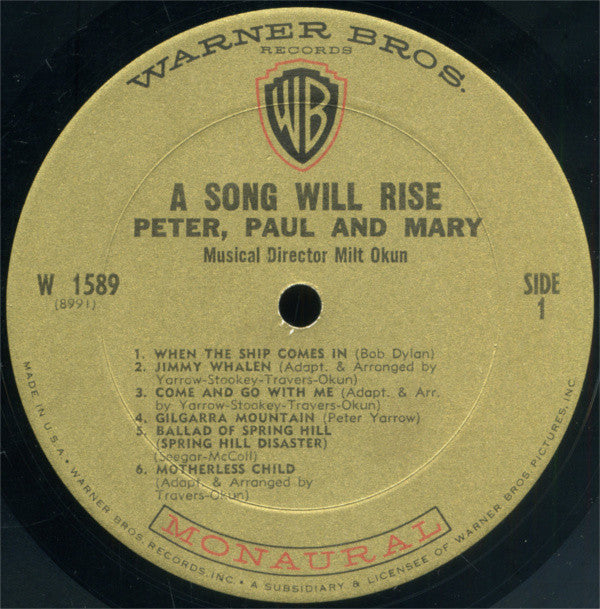 Peter, Paul & Mary : A Song Will Rise (LP,Album,Repress,Mono)