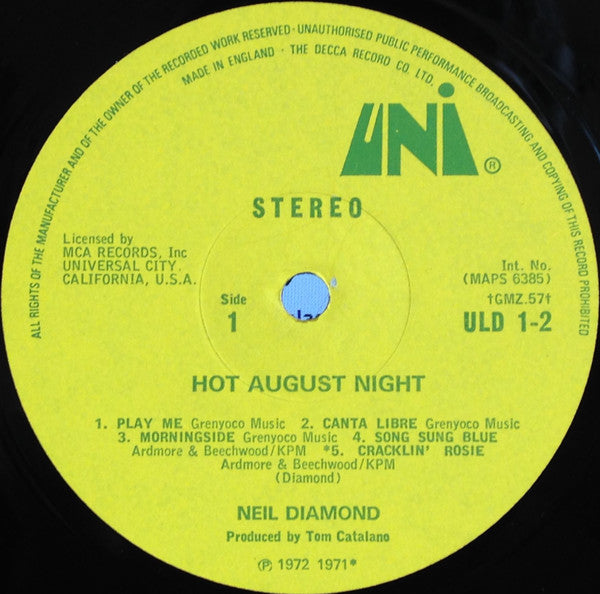 Neil Diamond : Hot August Night (LP,Album)