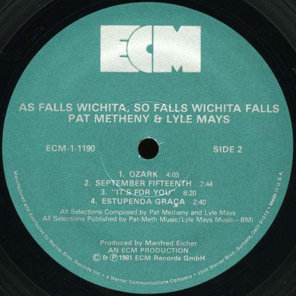 Pat Metheny & Lyle Mays : As Falls Wichita, So Falls Wichita Falls (LP,Album,Stereo)