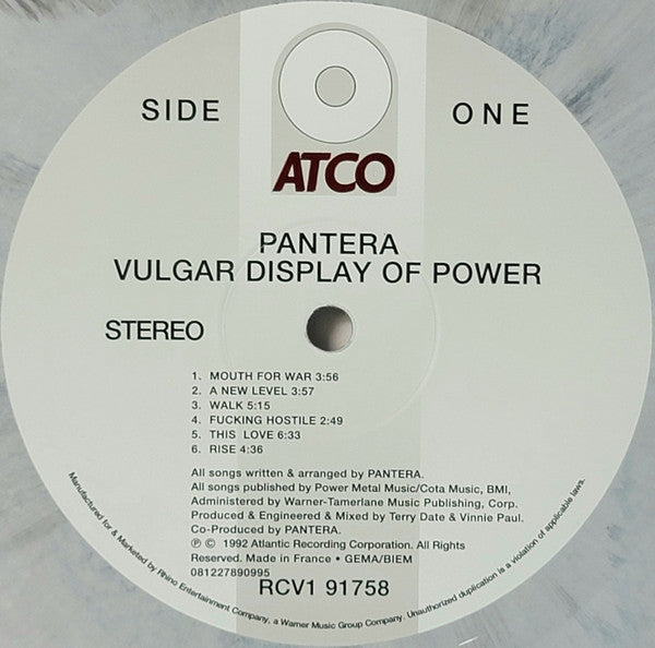 Pantera : Vulgar Display Of Power (LP,Album,Limited Edition,Reissue,Stereo)