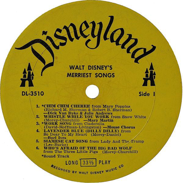 Various : Walt Disney's Merriest Songs (LP,Album,Compilation,Mono)