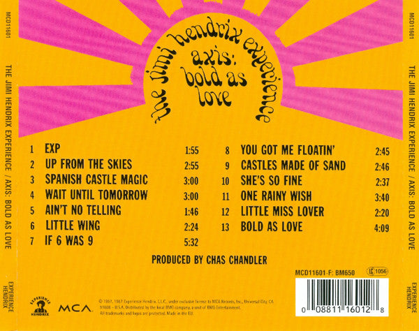 Jimi Hendrix Experience, The : Axis: Bold As Love (Album,Reissue,Remastered)