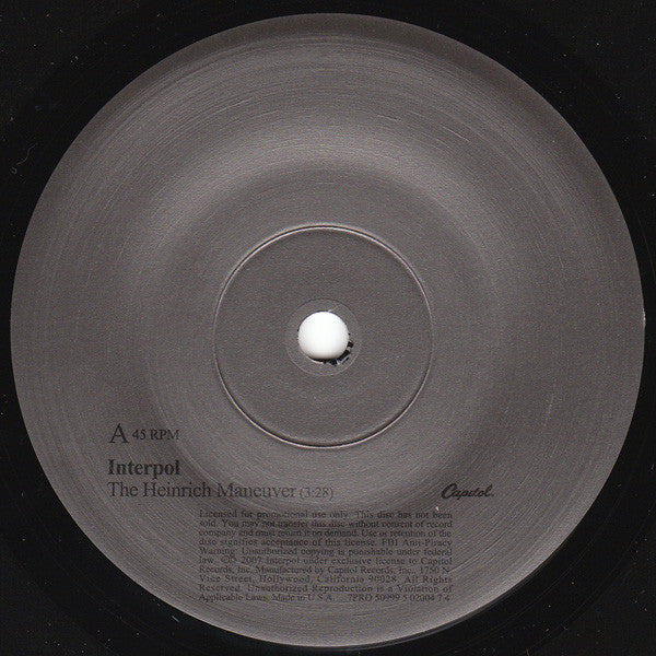 Interpol : The Heinrich Maneuver (7",Promo,45 RPM)