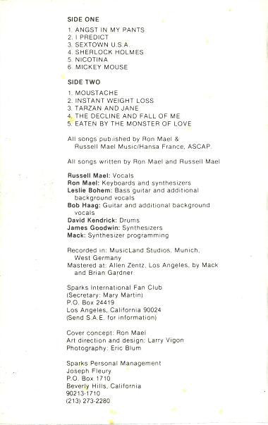 Sparks : Angst In My Pants (Album)